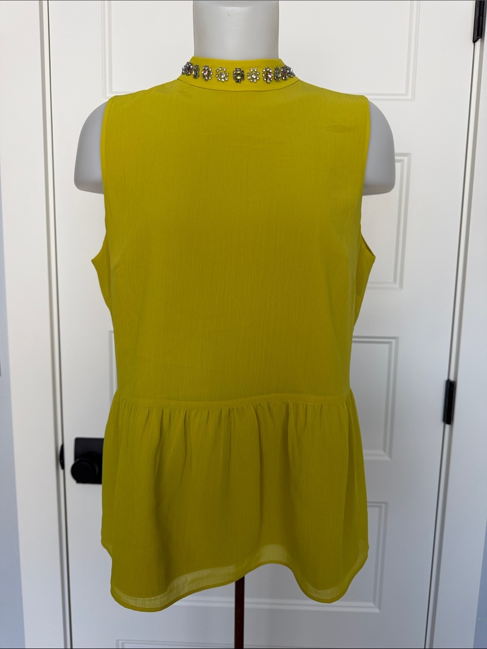 J. Crew Mock Neck Jeweled Sleeveless Peplum Top in Sz Medium